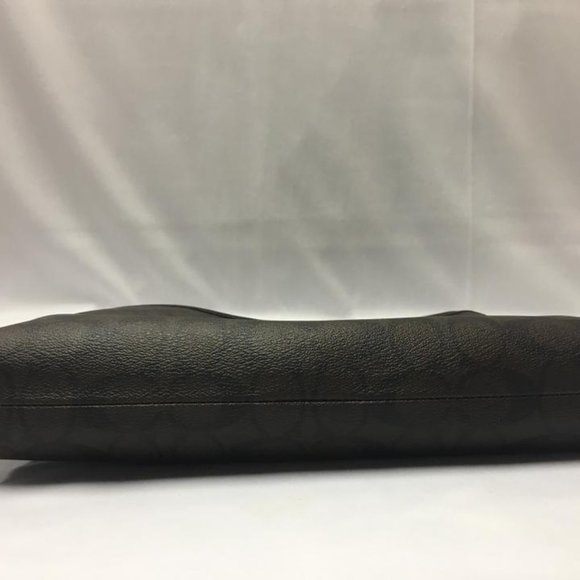 Coach  File F34938 Handbag Dark Brown Black Trim Signature C Coated Canvas / Lea - Picture 3 of 6